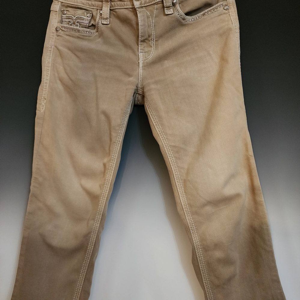 Rock Revival Brown Khaki Crops, Sz 31w x 25l.